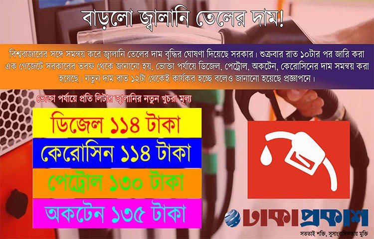 বাড়ল জ্বালানি তেলের দাম