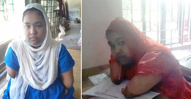 হাত-পা নেই, মুখ দিয়ে লিখে এসএসসিতে জিপিএ-৫ পেলেন লিতুন জিরা