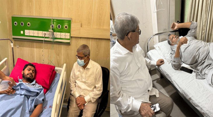 নুর ও লুৎফর রহমানকে দেখতে হাসপাতালে মির্জা ফখরুল 