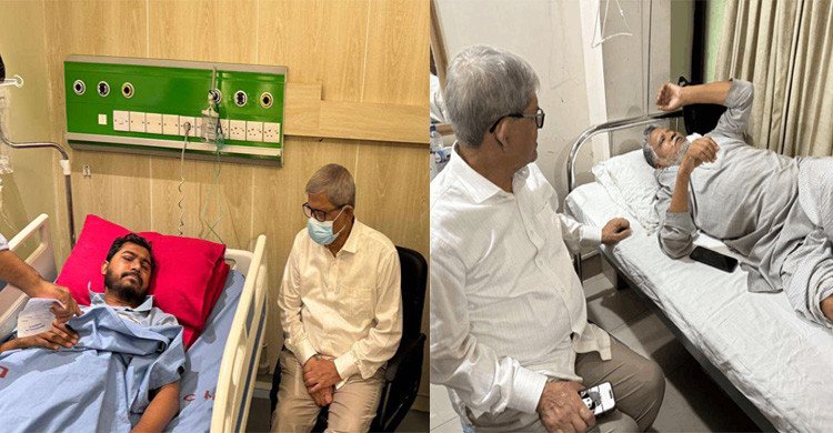 নুর ও লুৎফর রহমানকে দেখতে হাসপাতালে মির্জা ফখরুল 