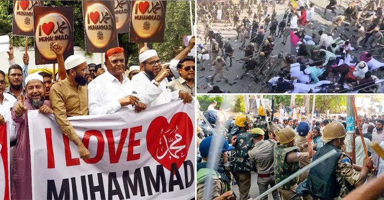 ‘আই লাভ মুহাম্মদ’ স্লোগানে উত্তাল ভারত, বিক্ষোভে লাঠিচার্জ ও গ্রেপ্তার