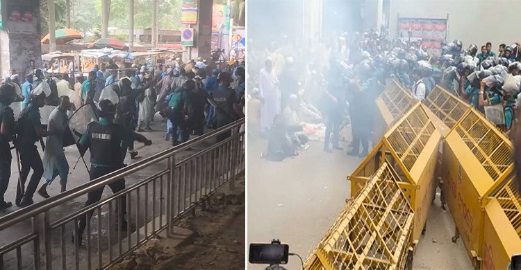 প্রেসক্লাবে ইবতেদায়ী মাদ্রাসা শিক্ষকদের সঙ্গে পুলিশের সংঘর্ষ, আহত অন্তত ১৫