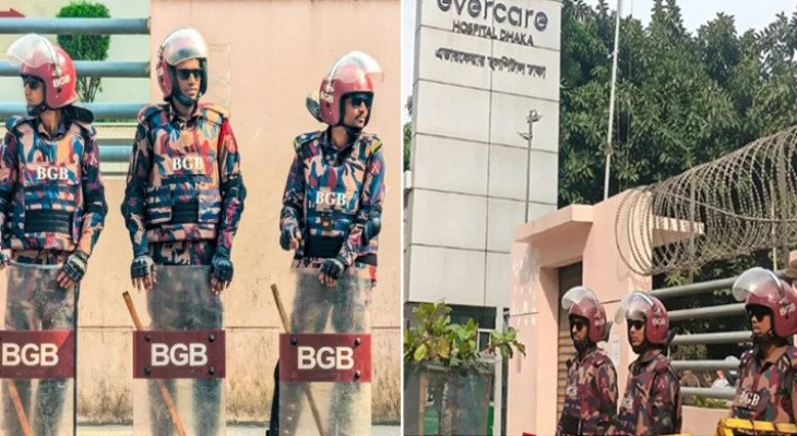এভারকেয়ার হাসপাতালের সামনে এবার বিজিবি মোতায়েন