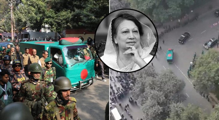 জাতীয় সংসদের দক্ষিণ প্লাজায় পৌঁছেছে বেগম খালেদা জিয়ার মরদেহ