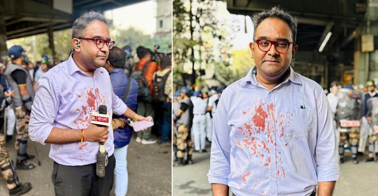 কলকাতায় বাংলাদেশবিরোধী বিক্ষোভে সংঘর্ষ, রক্তাক্ত ময়ূখ রঞ্জন