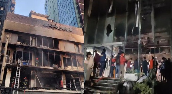 মধ্যরাতে প্রথম আলো ও ডেইলি স্টার কার্যালয়ে ভাঙচুর-অগ্নিসংযোগ