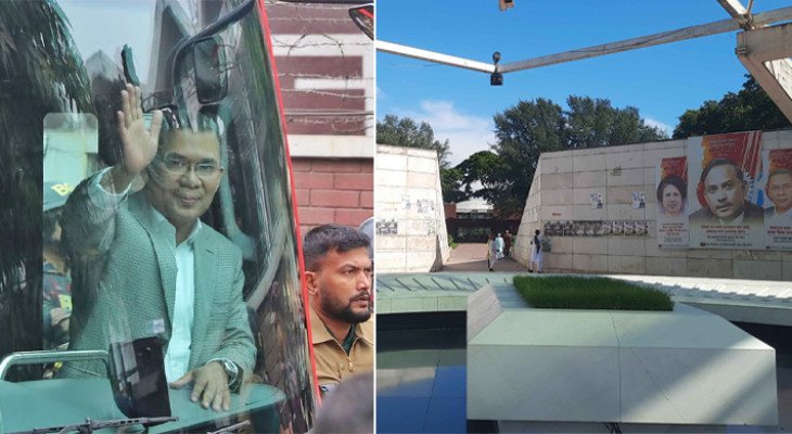 বাবার কবর জিয়ারত করতে জিয়া উদ্যানের পথে তারেক রহমান