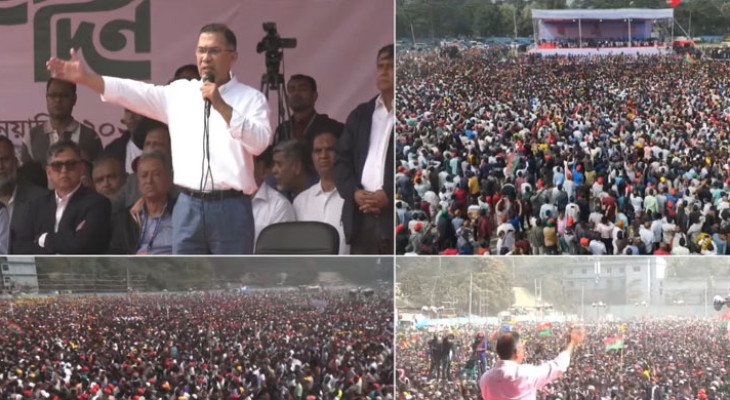 চট্টগ্রামের সমাবেশস্থলে তারেক রহমান, লোকে লোকারণ্য চারপাশ