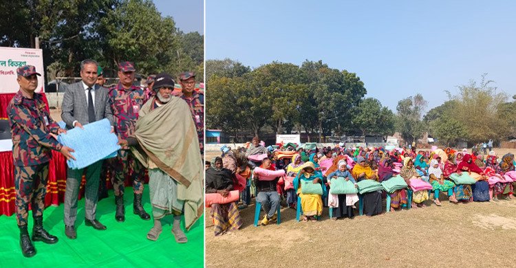 চুয়াডাঙ্গা সীমান্তে হতদরিদ্র শীতার্ত মানুষের মাঝে কম্বল বিতরণ