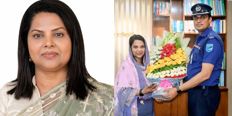 ঢাকার নতুন ডিসি ফরিদা খানমকে ফুলেল শুভেচ্ছা জানালেন পুলিশ সুপার  