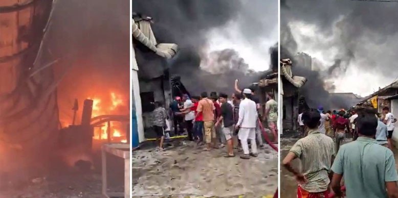 কেরানীগঞ্জে গ্যাসলাইট কারখানায় আগুন 