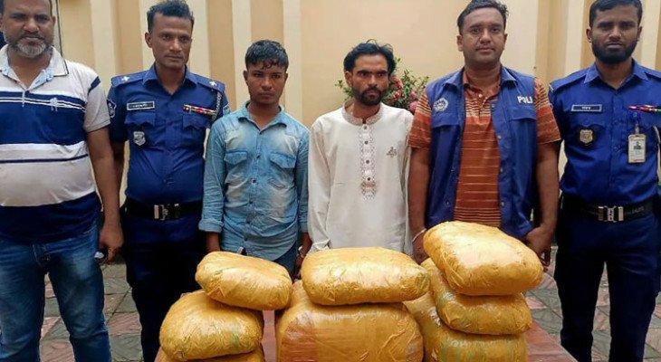 কিশোরগঞ্জের ইটনায় ১৫ কেজি গাঁজাসহ শ্যালক-দুলাভাই আটক 