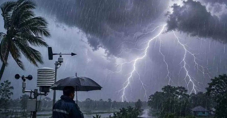 দেশের ১১ অঞ্চলে রাতে ৬০ কি.মি বেগে বজ্রসহ বৃষ্টির আভাস  