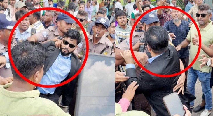 শহীদ জিয়ার মাজারে ফুল দিতে গিয়ে প্রতিমন্ত্রী ইশরাককে ঘিরে ধস্তাধস্তি