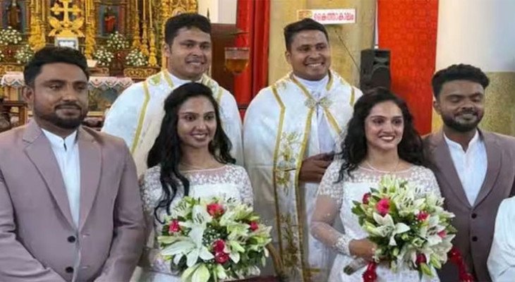 যমজ কনে, যমজ বর, যমজ পুরোহিত- কেরালায় ব্যতিক্রমী এক বিয়ে