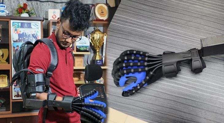 প্যারালাইসিস রোগীদের জন্য সাশ্রয়ী ‘রোবোটিক হ্যান্ড স্যুট’ বানাল রোবোলাইফ