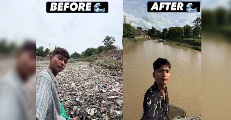 একাই নদী পরিষ্কার করে তাক লাগালেন ২১ বছরের তরুণ