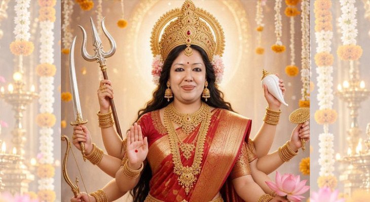 দুর্গার সাজে রুমিন ফারহানা