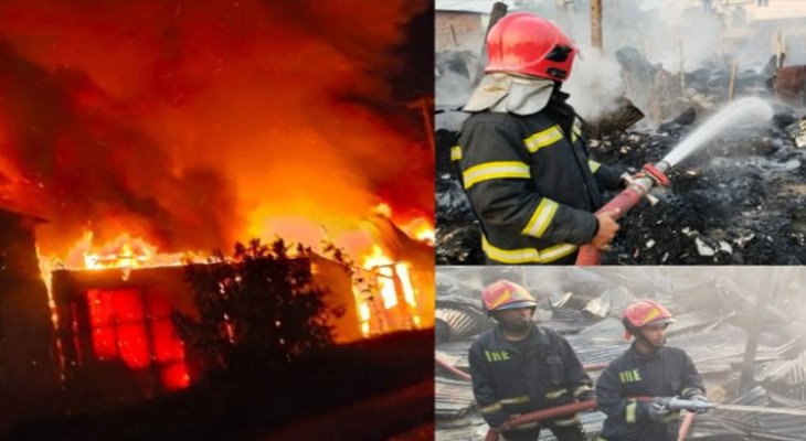 নারায়ণগঞ্জে পাটের গুদামে ভয়াবহ আগুন, পুড়ল ১৪টি টিনের ঘর