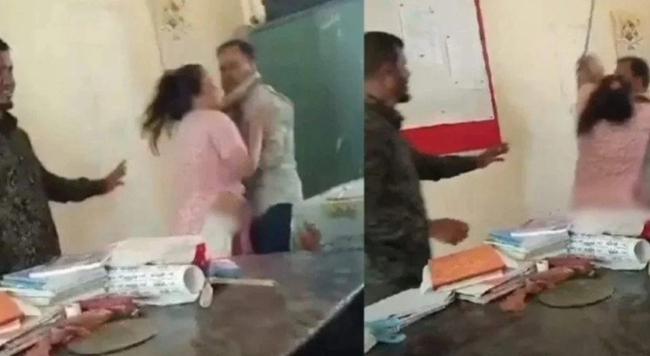 স্কুলে প্রধান শিক্ষকের সঙ্গে নারী শিক্ষকের মারামারি, ভিডিও ভাইরাল